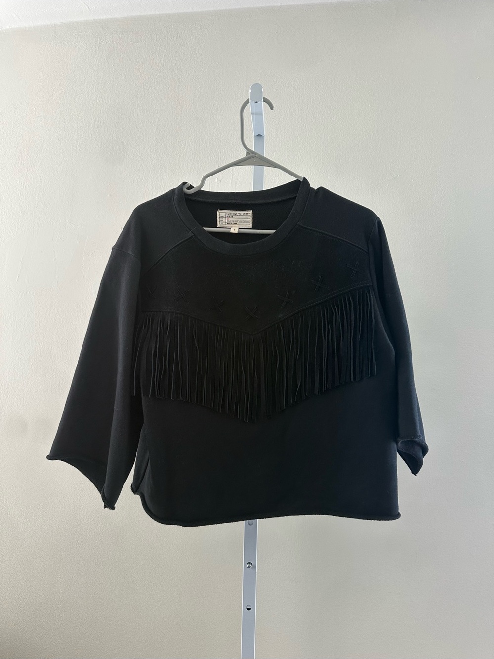Current/Elliott Black Fringe Pullover Sweater